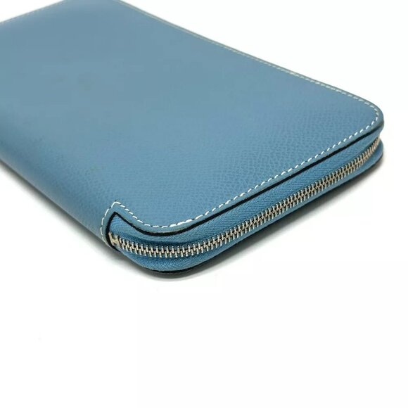 HERMES Asap Long Classic Round Wallet Long Wallet Epsom Blue gene - Picture 4 of 14